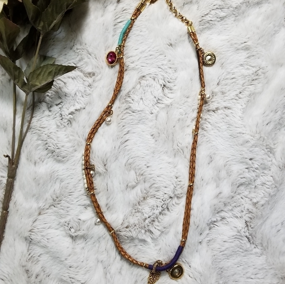 La Moda Brown Wrap Jewelled Mix Medium‎ Necklace
